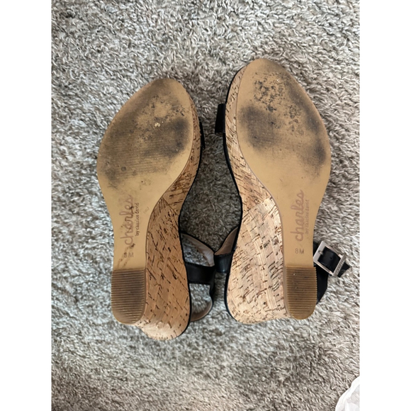 Women's Charles by Charles David Black Lindy Wedge Sandals Size 8 - Picture 11 of 12